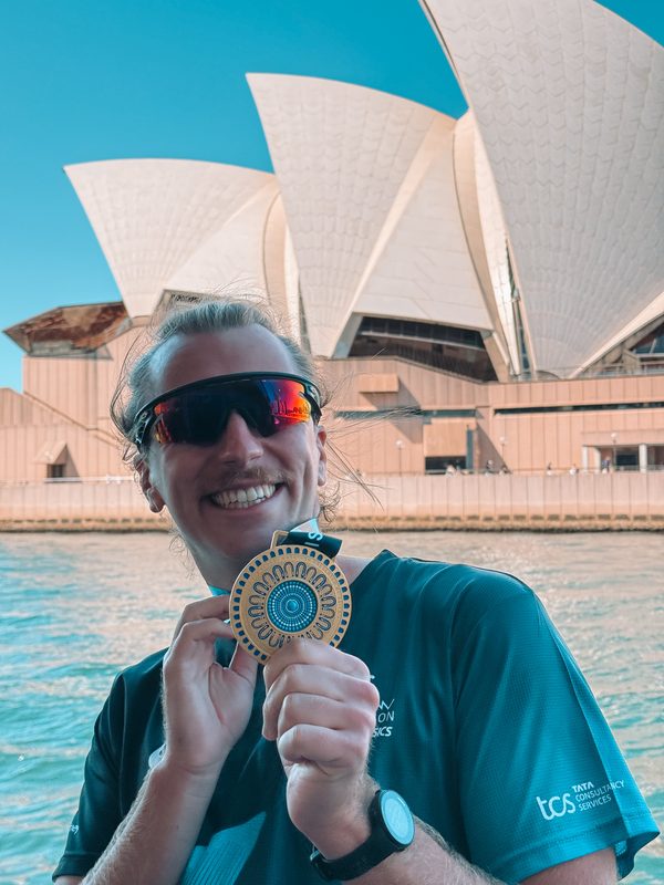 Sydney Marathon finisher medal at the Opera House
