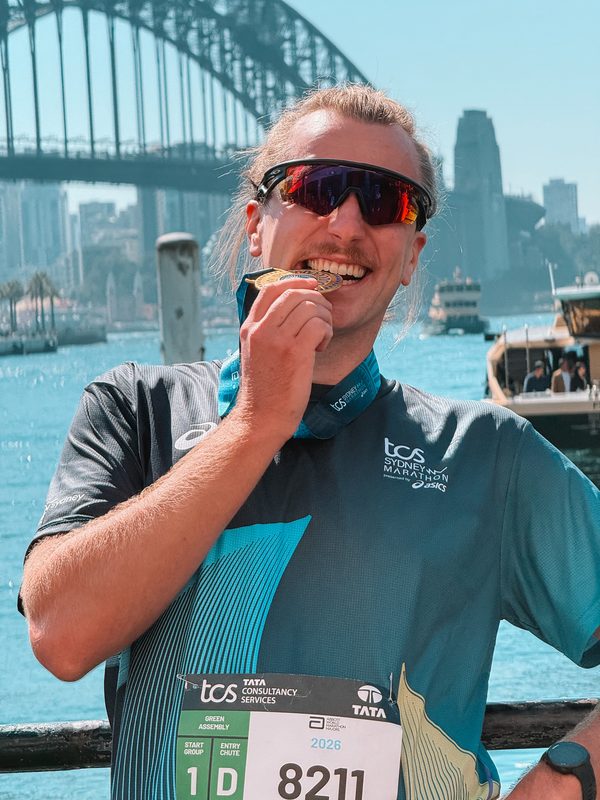Sydney Marathon finisher at Circular Quay